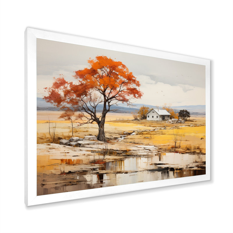 «Farm Autumn Hues Landscape I», reproduction, H 34 po x l 44 po x P 1,5 po, Cadre photo blanc