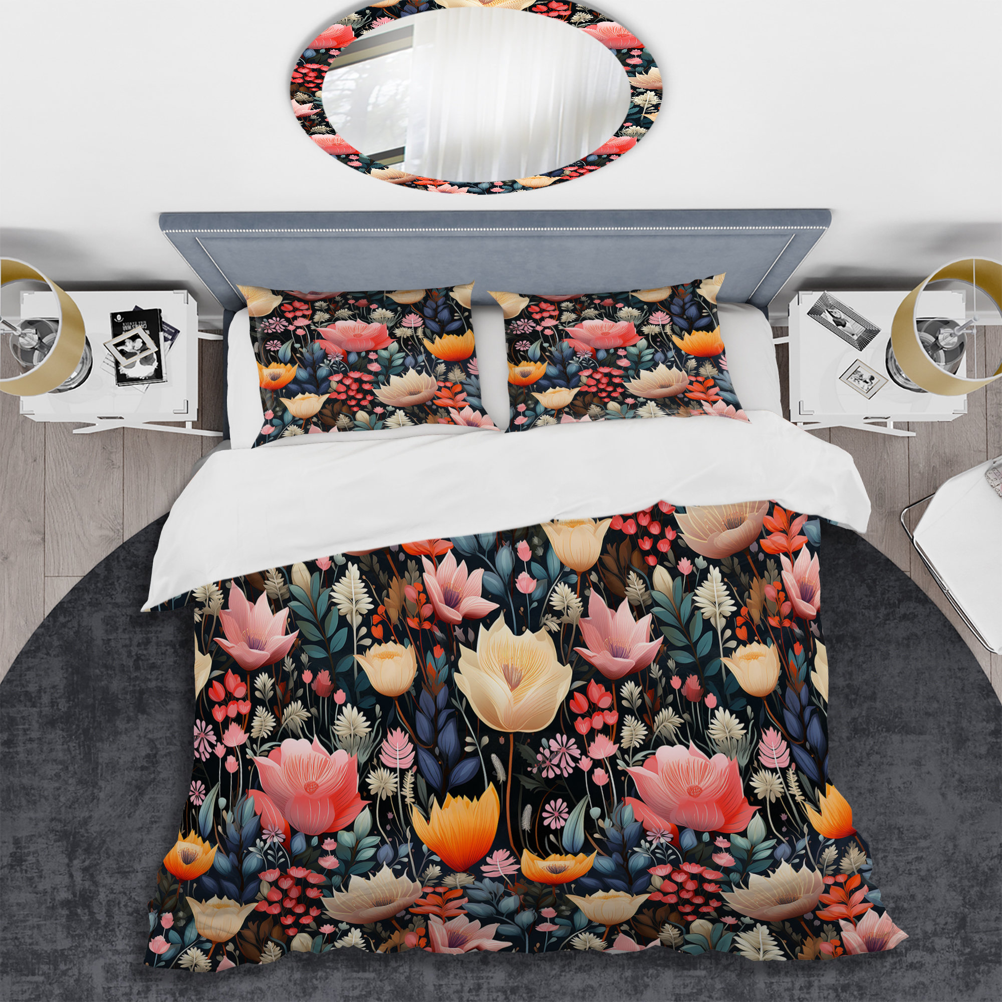 Design Art Whimsical Bohemian Bliss Floral Pattern X Duvet Cover Set ...