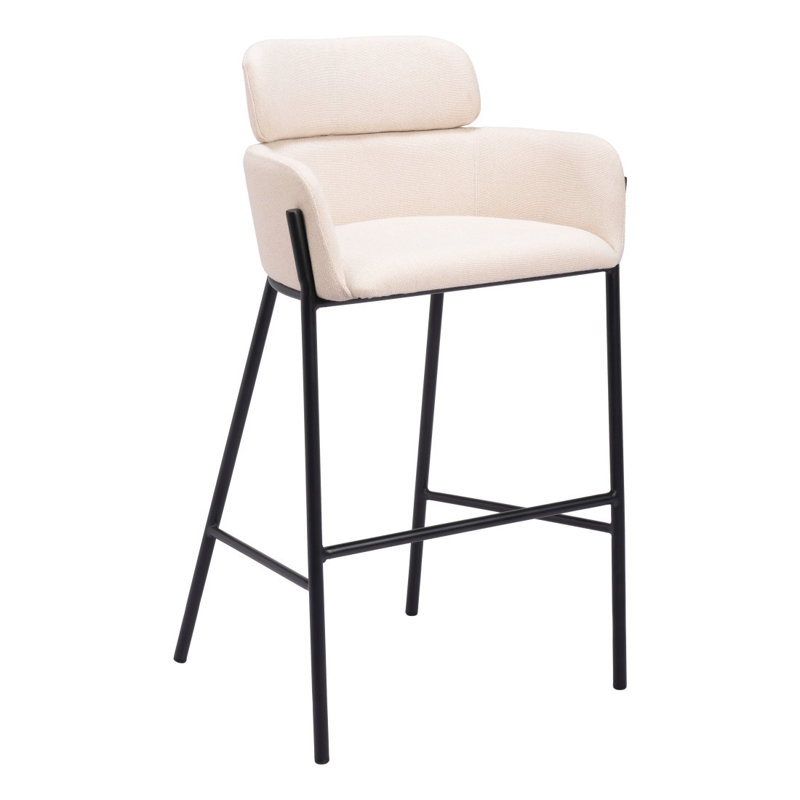 Chaise de bar 30 po beige et noire en tissu et acier