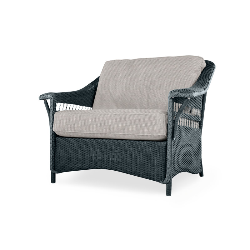 Nantucket Outdoor Lounge Chair, Sailcloth Seagull, Ebony