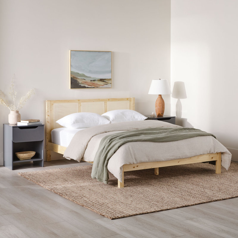 Lit plateforme en bois massif Naarden, Naturel, Grand