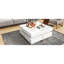 Table basse 31,5 po x 31,5 po avec surface blanche brillante, 4 tiroirs, panneau de particules, salon multicolore, finition ultrabrillante, pieds en grain de bois, 31,5 po x 31,5 po