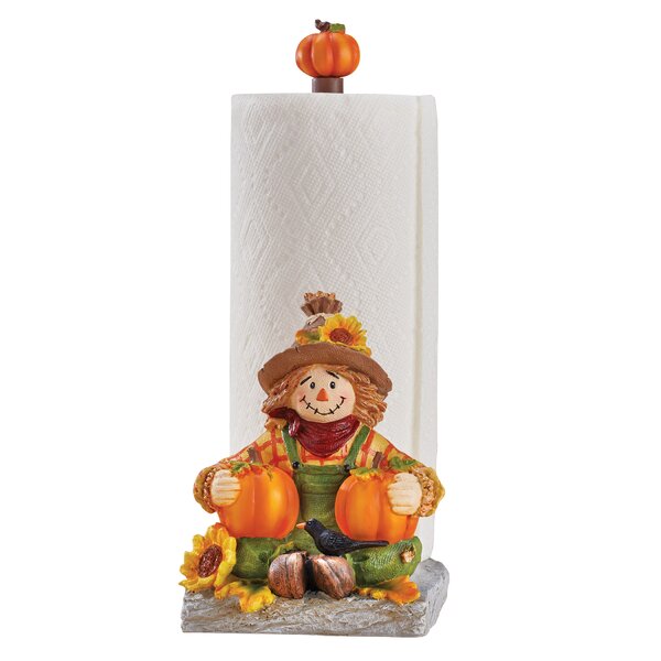 Hand-Painted Harvest Scarecrow Paper Towel Holder