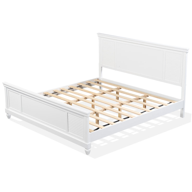 Havencrest Farmhouse Solid Wood Platform Bed With Sleek Headboard, King