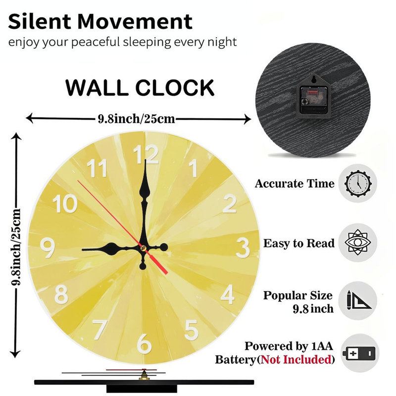 Horloge jaune avec chiffres