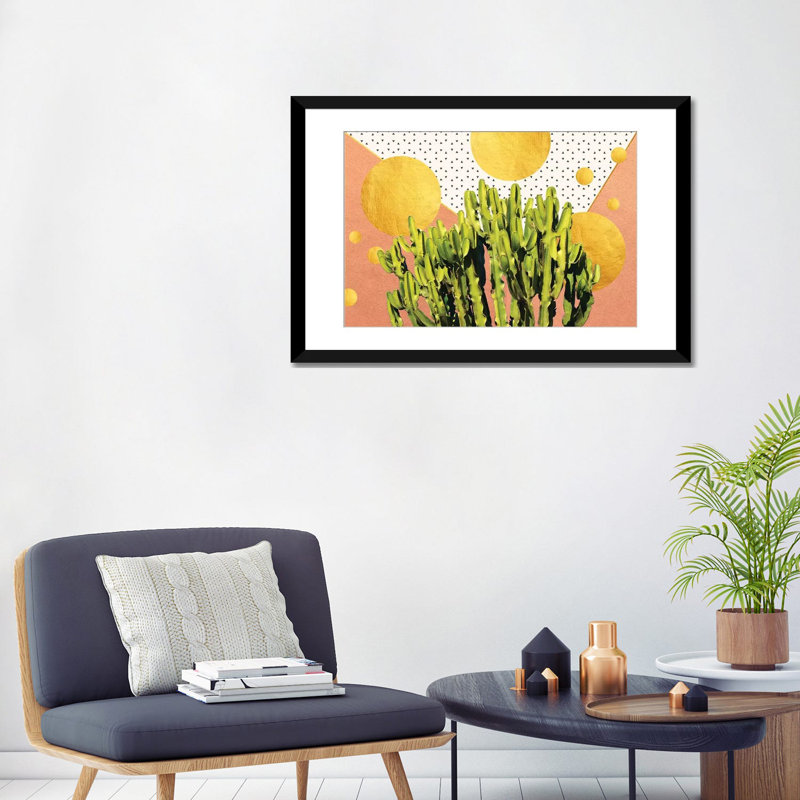 «Cactus Dream», impression sur toile, H 16 po x l 24 po x P 1 po, Papier beaux-arts encadré noir