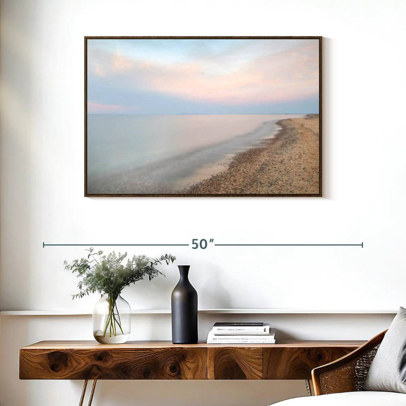 Rive du lac Supérieur, 37 po x 25 po, Cadre flottant noyer