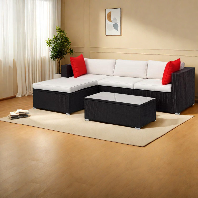 Canapé modulaire d'extérieur moderne avec structure en acier 5 pièces pour recevoir