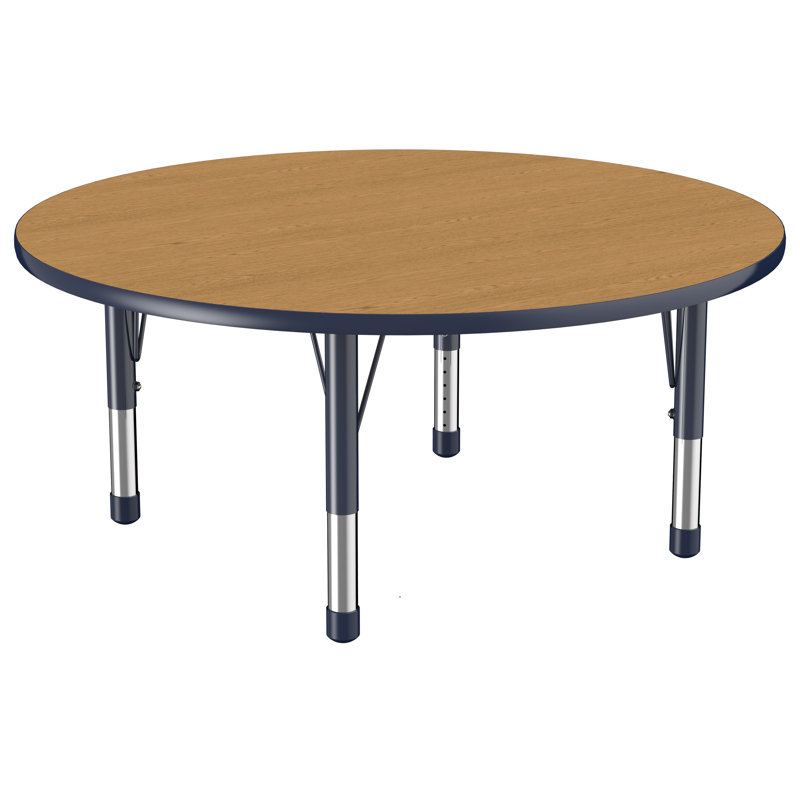 Round T-Mould Adjustable Height Activity Table, Chunky, Maple/Black, 48"