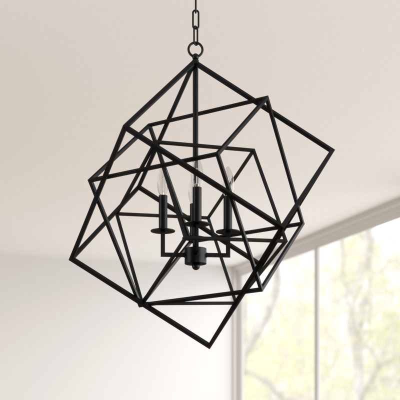 Lustre géométrique à 4 lumières de style bougie Ellenboro, Noir