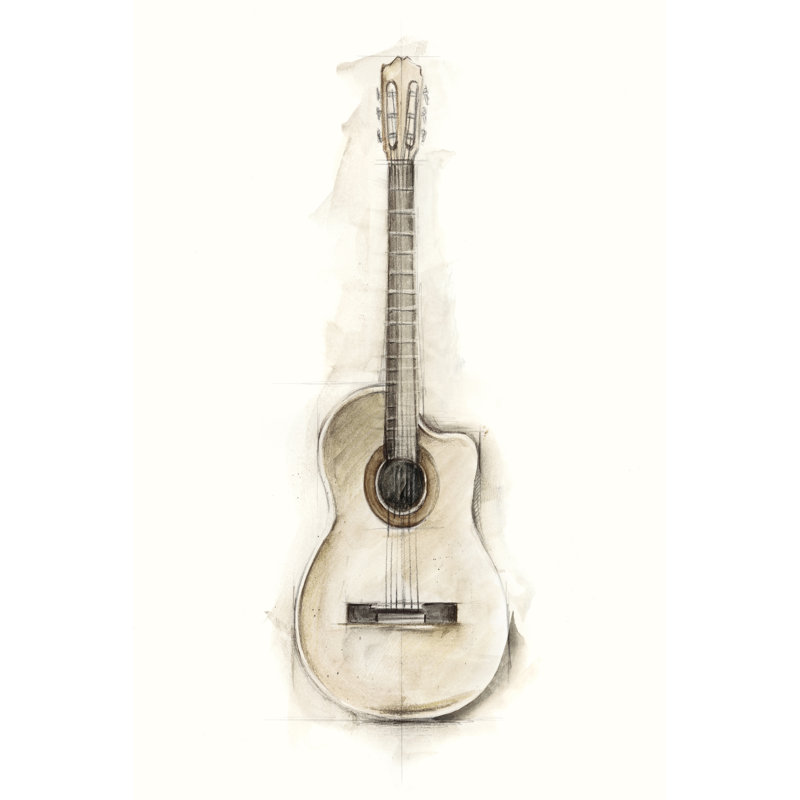 «Ethan's Guitar II» par Ethan Harper - peinture sur toile tendue, H 18 po x l 12 po x P 1,25 po