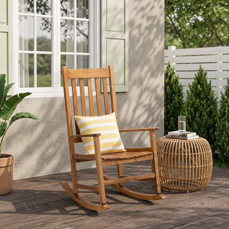 Chaise berçante d'extérieur en bois massif Bello, Brun orangé