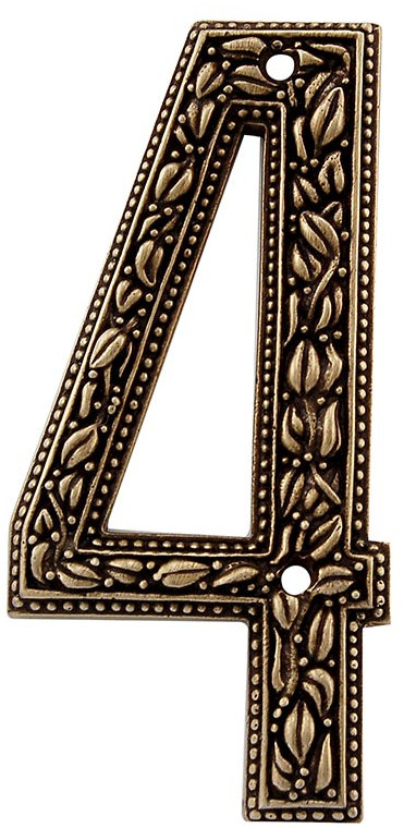 5 in. San Michele House Number, Antique Brass, 4
