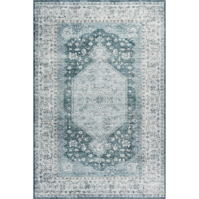 Prairie Medallion SplashGuard Machine Washable Area Rug, Runner 2'6" x 8'