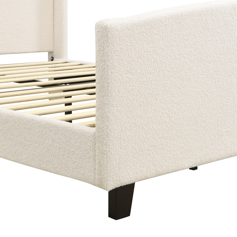 Structure de lit Teddy, Blanc, Lit double
