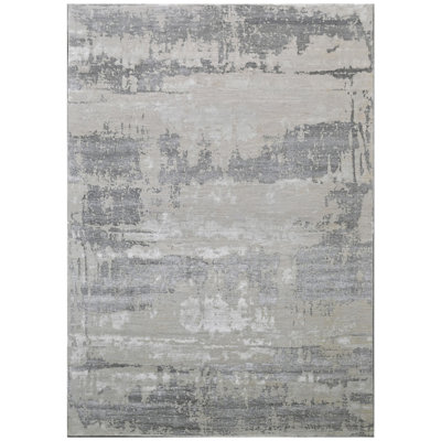 High-Quality Hand-Knotted Silver And Black Area Rug