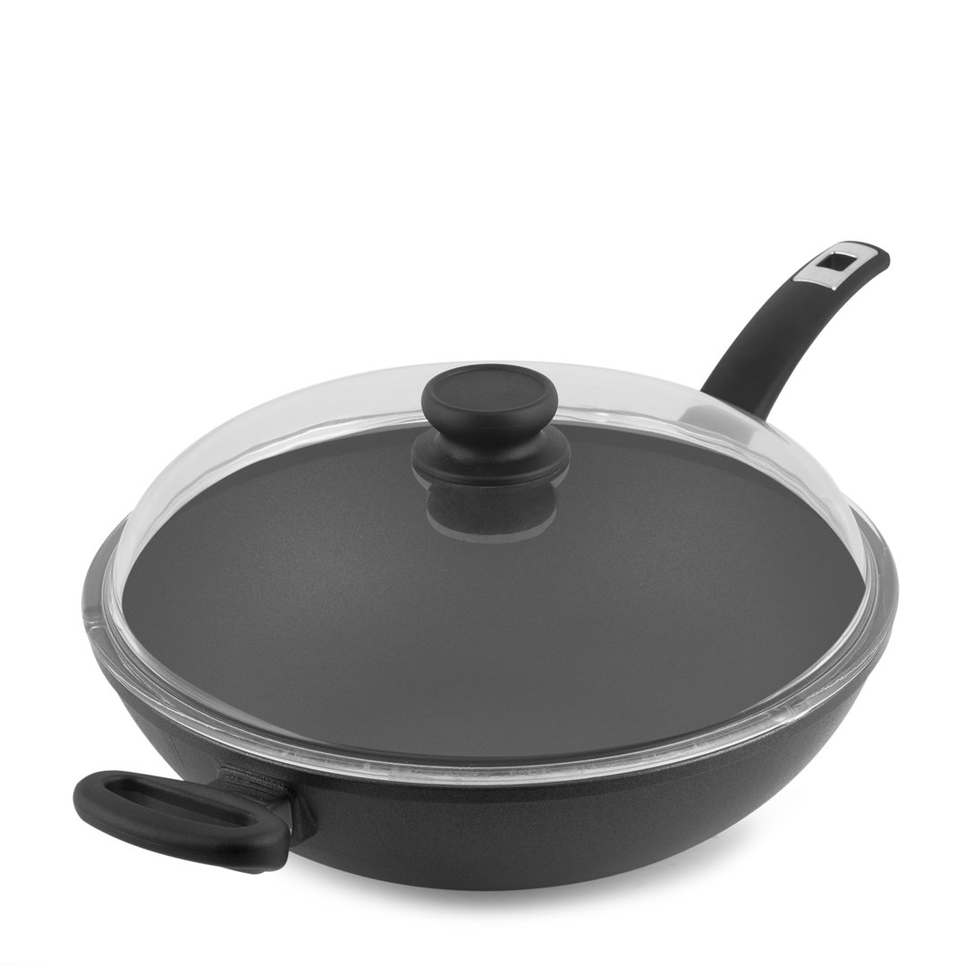 AROMA 12.5-Inch Ultimate Wok 5Qt. Nonstick Cast Aluminum Cookware, Thermal Base for Consistent Heating Aroma