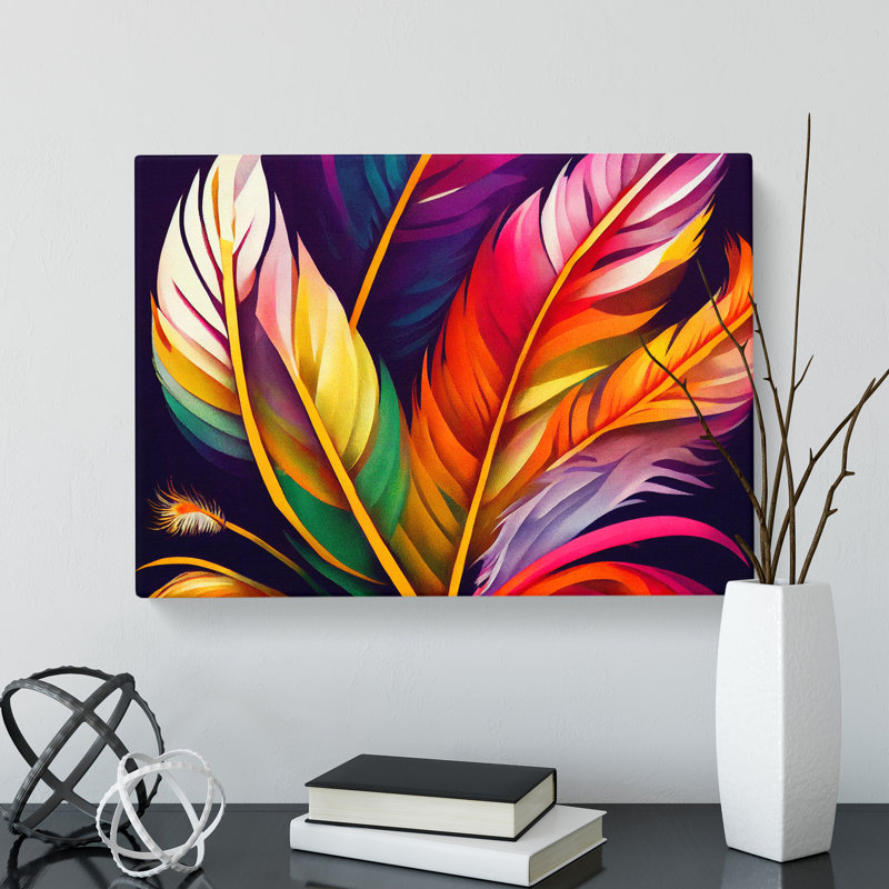 Magnetic Bird Feathers - Wrapped Canvas, 40cm H x 60cm W x 3cm D