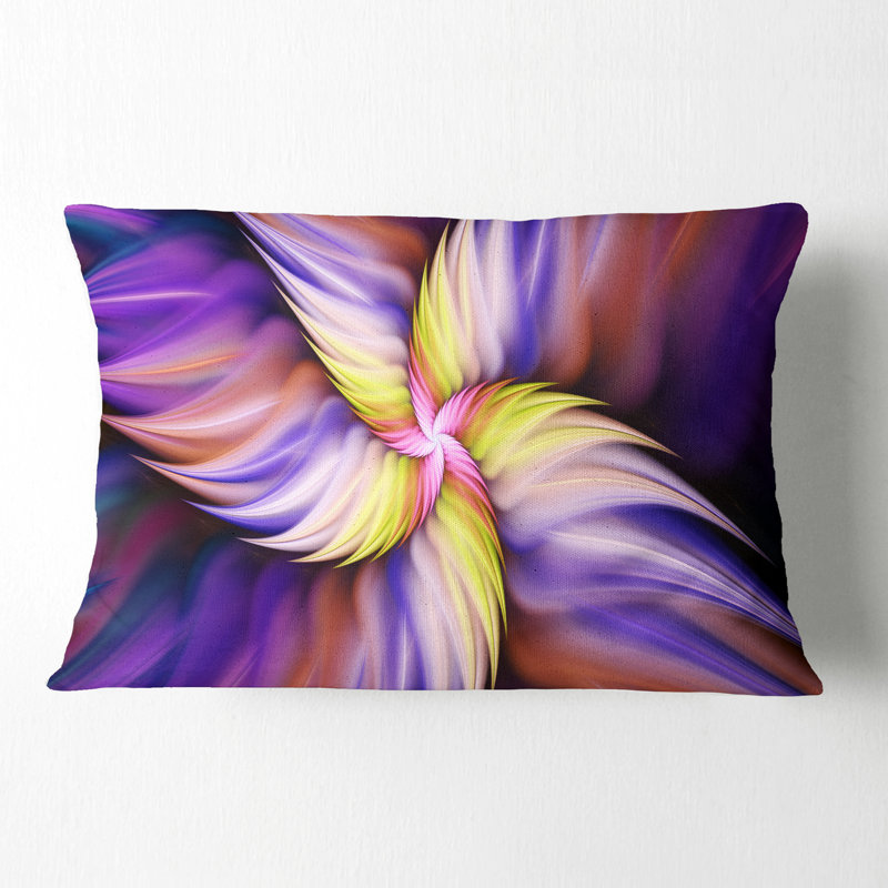 Coussin décoratif à imprimé floral mauve et jaune
