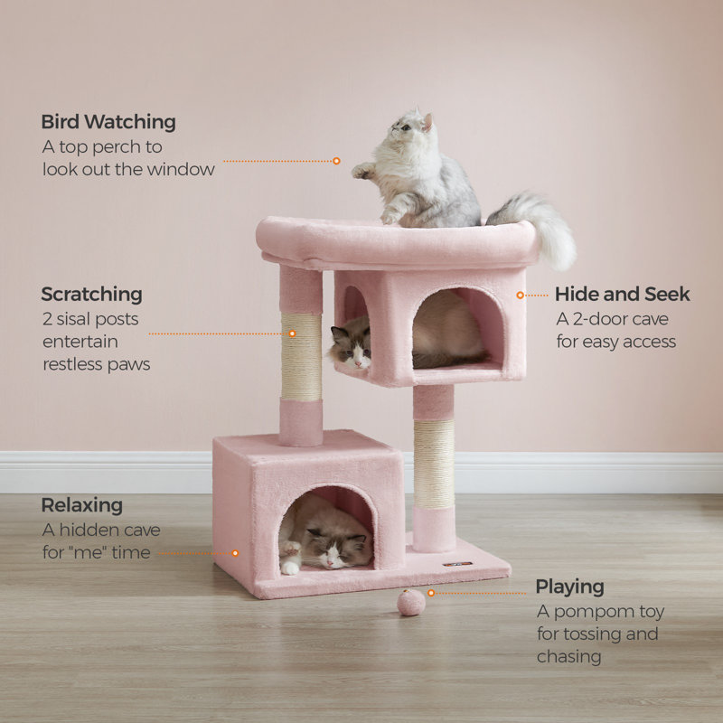 Jelly Pink Large Sisal Cat Tree with Dual Caves