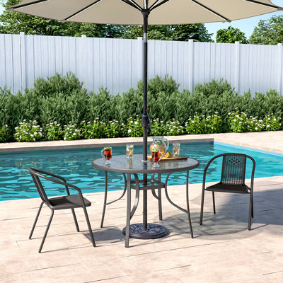 Doncaster 2 - Person Patio Dining Set Umbrella Hole Included Round Table