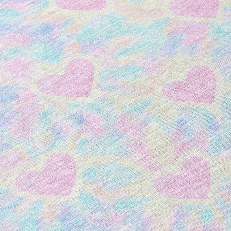 Machine Washable Indoor/Outdoor Chantille ACN2601 Kids Rug, 8' Round, Pink