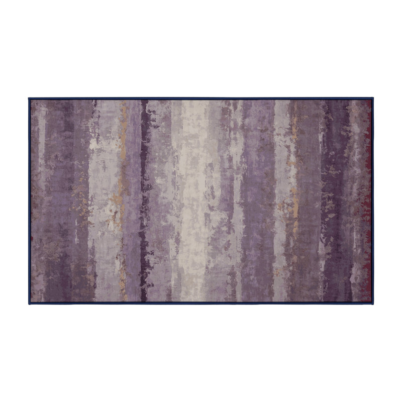Machine Washable Purple Area Rug, Rectangle 8' x 12'