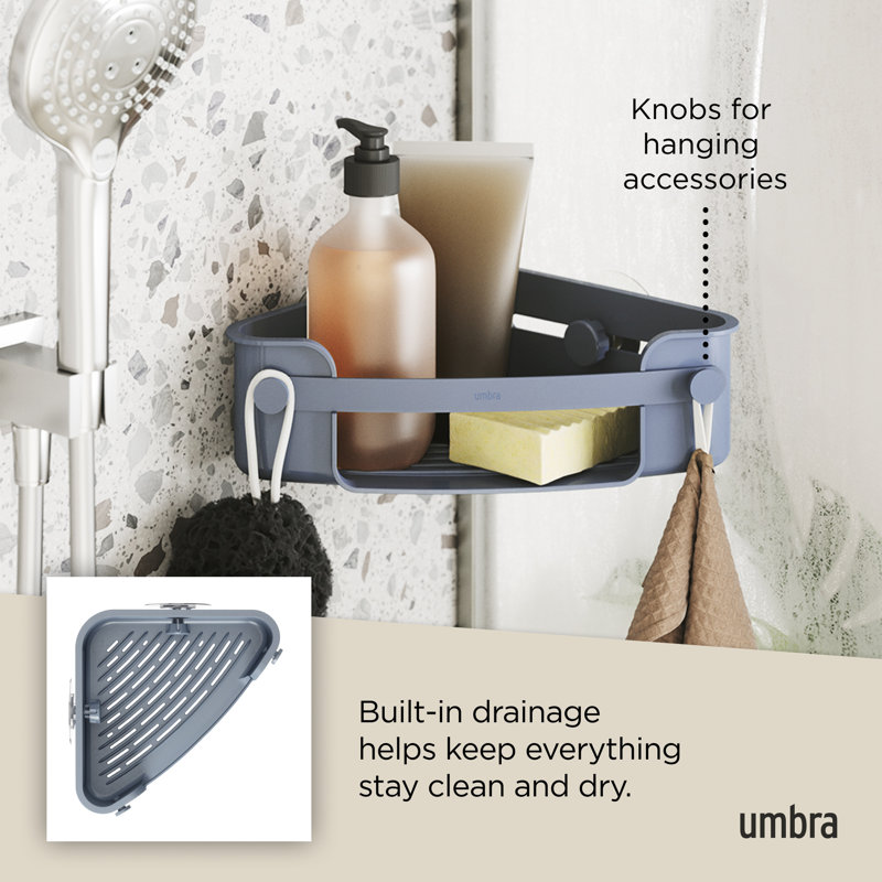 Flex Adhesive Shower Basket, Slate Blue