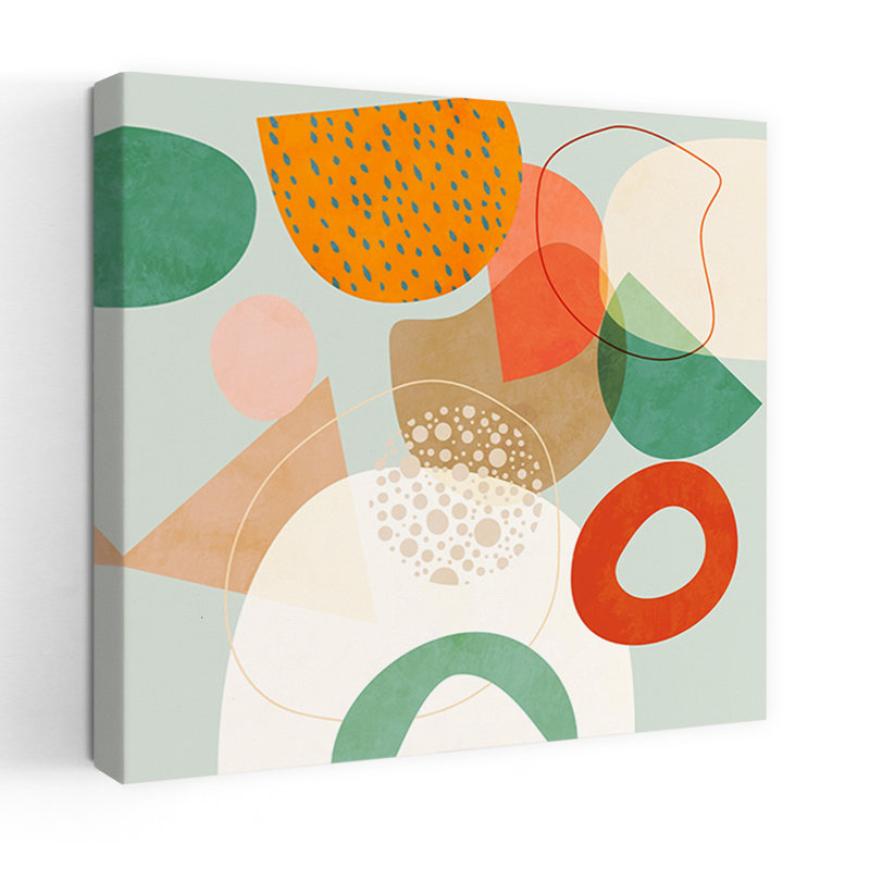 Art contemporain abstrait géométrique coloré, H 32 po x l 32 po