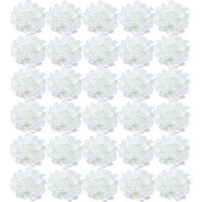 30 Pcs Pure White Silk Hydrangea Heads
