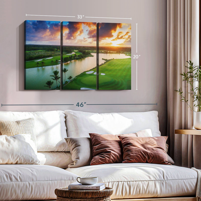 «Golf Course Sunset» sur toile, H 20 po x l 33 po