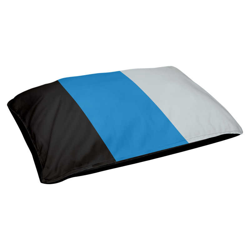 Coussin rectangulaire designer Atlanta, Grand (L 40 po x l 50 po), Noir / bleu / argent
