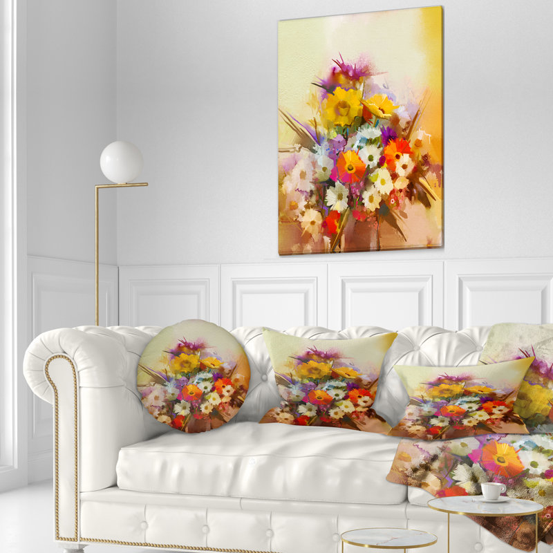 Coussin lombaire en bouquet de fleurs peint à la main floral