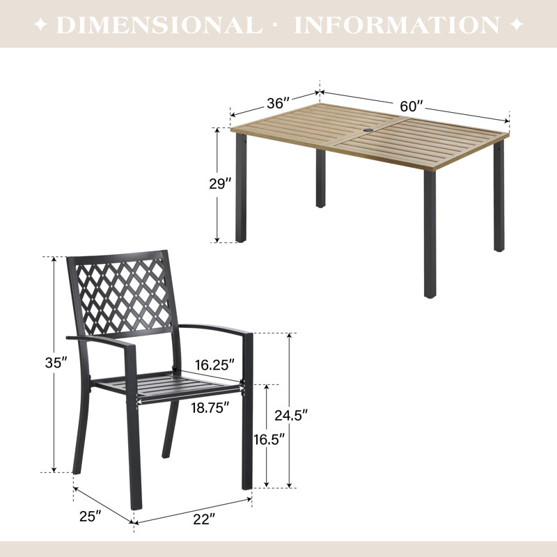 Ensemble de salle à manger 6 personnes avec coussins 63,77 po Leonard