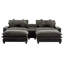 Canapé modulaire en chenille de 111 po avec deux repose-pieds amovibles, deux ports USB, deux porte-gobelets et une grande boîte de rangement pour le salon-189129794