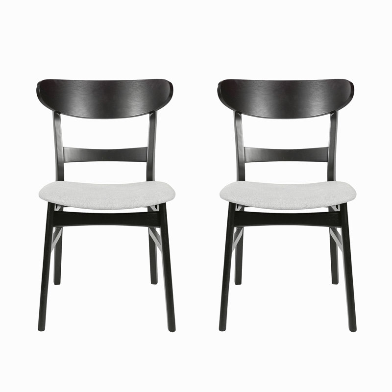Ensemble de 2 chaises de salle à manger - siège rembourré, pieds en bois d'hévéa, Noir