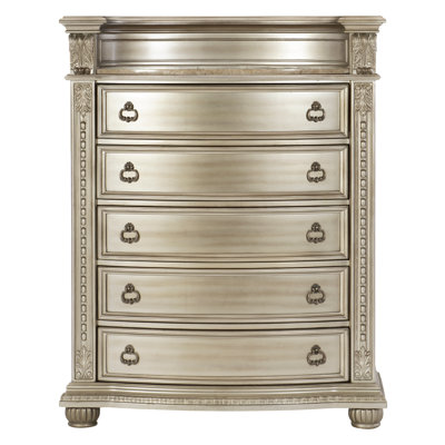 Anndrea 45" Traditional 5 Drawer Chest with Silver Finish
