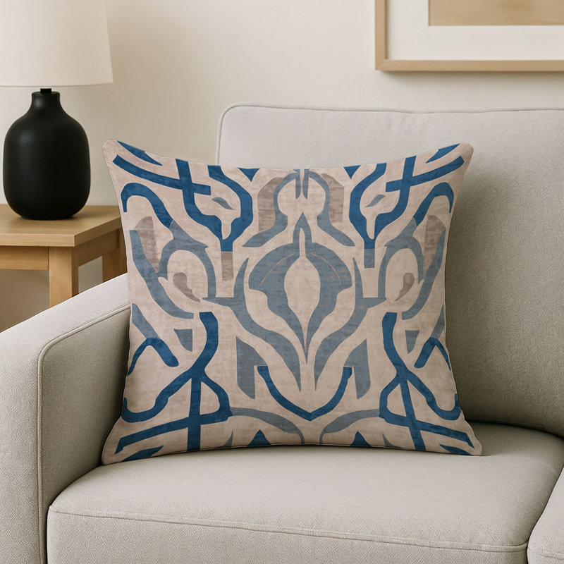 Coussin décoratif intérieur et extérieur Modern, Gris / abstrait 2, Carré 18 po