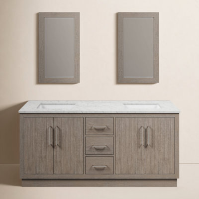 Kamila 72" Carrara Marble Double Bathroom Vanity