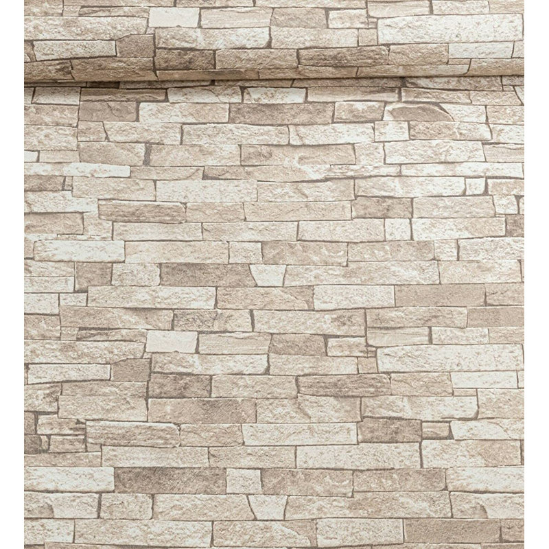 Laoise Brown Luxury Rustic Brick 3D Effect Textured Metallic Finish 10.5 x 0.53 Wallpaper 
