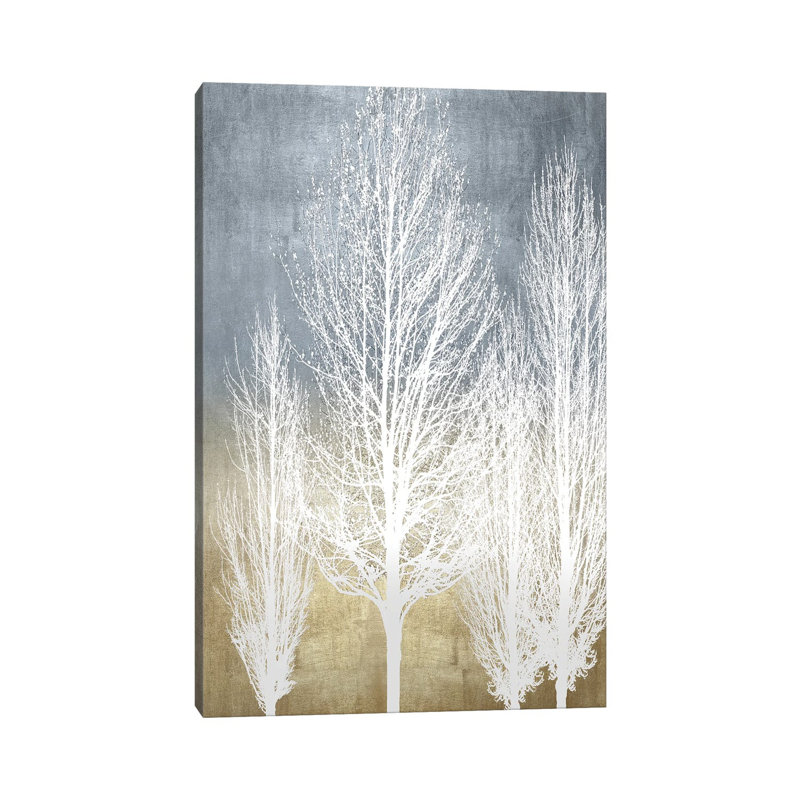 Trees On Gold Panel II by Kate Bennett - Wrapped Canvas Painting, 20.32 cm H x 30.48 cm W