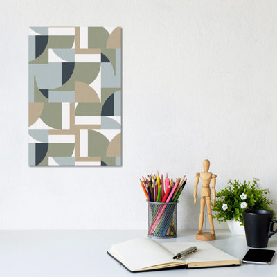 Futuristic Bauhaus Polygons Beige - Wrapped Canvas Graphic Art 1 Piece Wrapped Canvas Wall Art