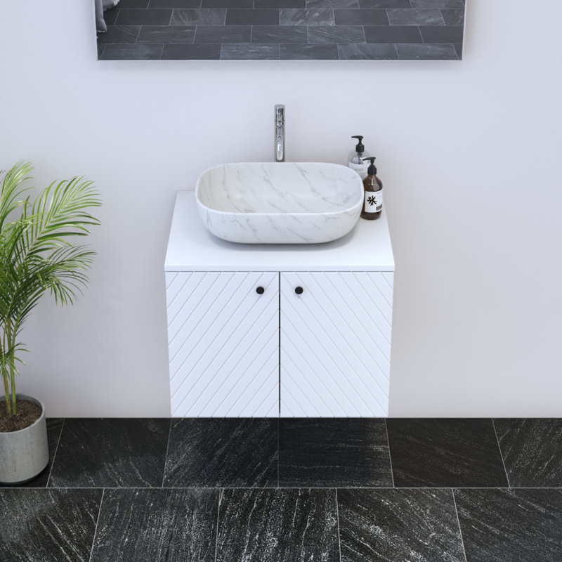 Karaya 23.6'' Single Bathroom Vanity with Top, White, White