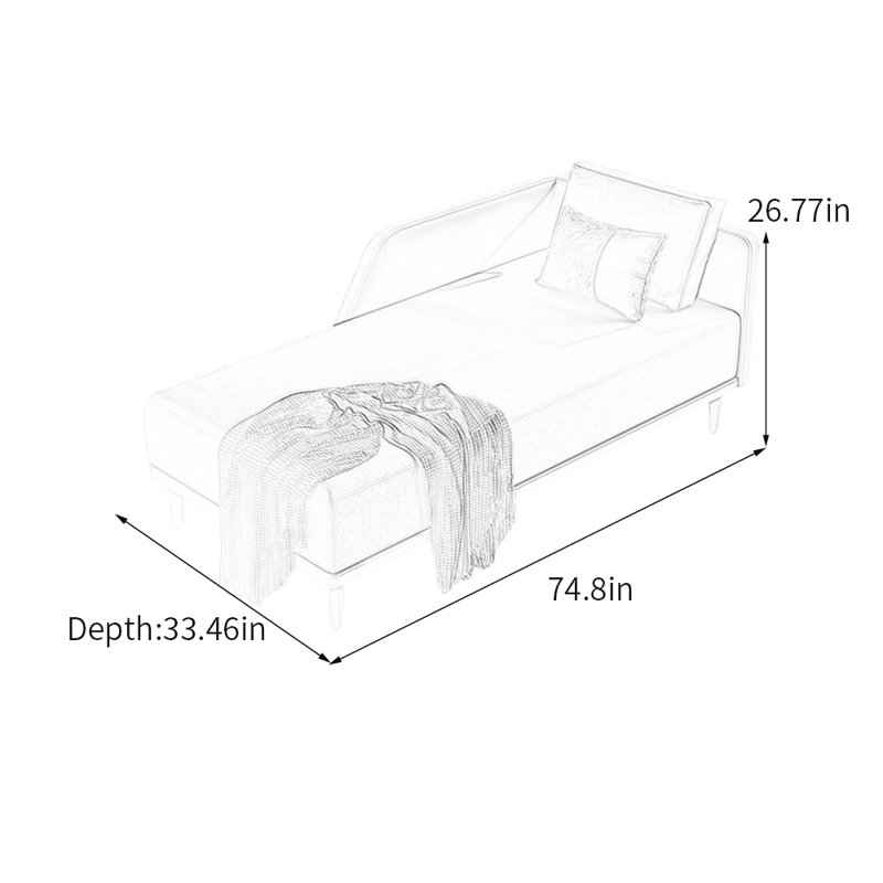 Chaise longue minimaliste avec éponge, Right Hand Facing, Light brown