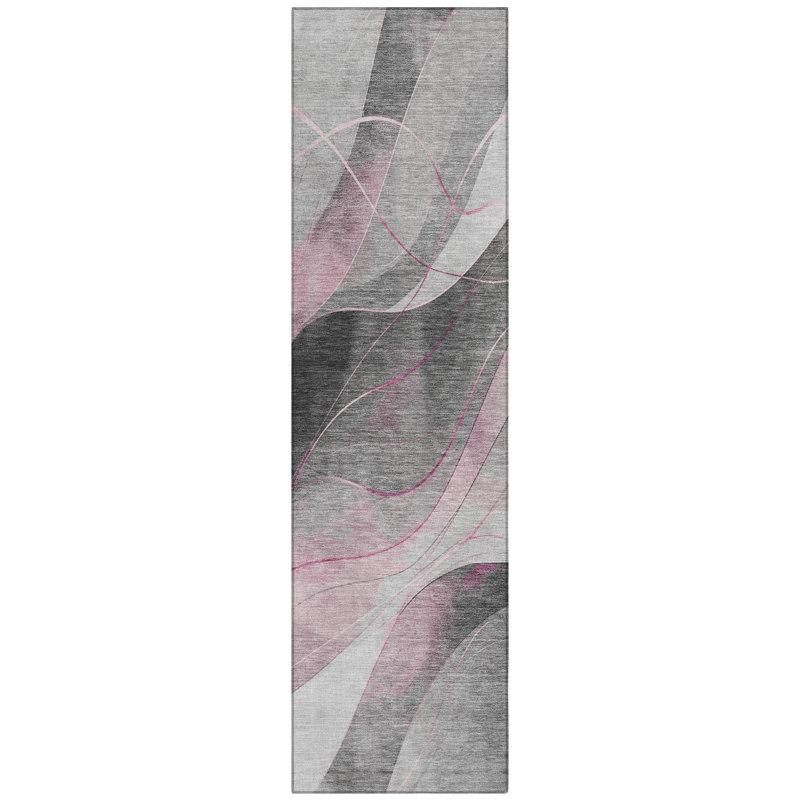 Aelien Pink Washable Indoor-Outdoor Rug - LOOMLAN, 2'3" x 7'6"