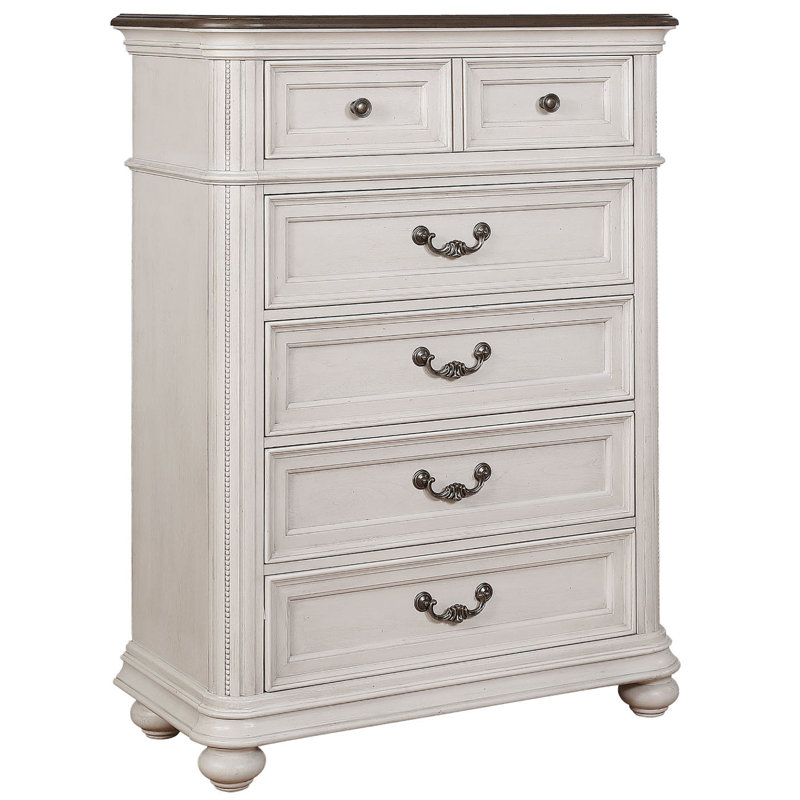 Amadahy 41'' W 5 - Drawer Dresser, White/Chocolate
