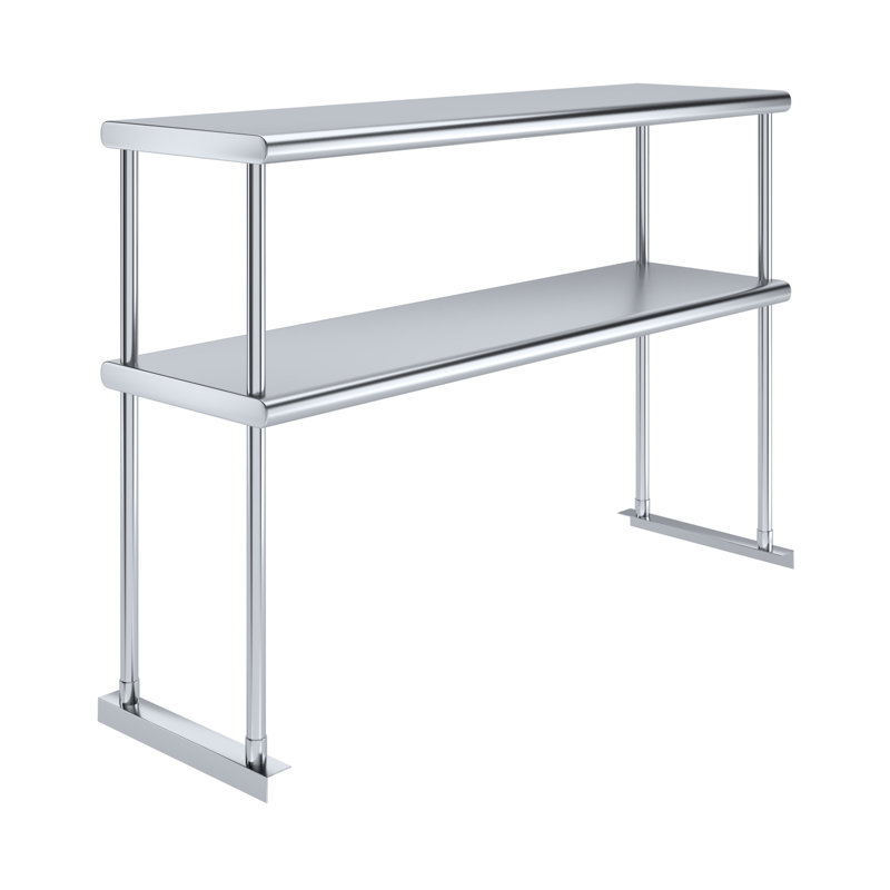 14 In. X 48 In. Amgood Stainless Steel Double Deck Over Shelf