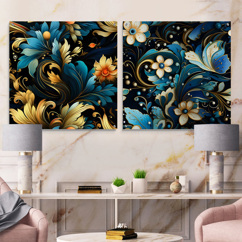 Inspirations Art déco - Motif cachemire acrylique abstrait, H 16 po x l 33 po