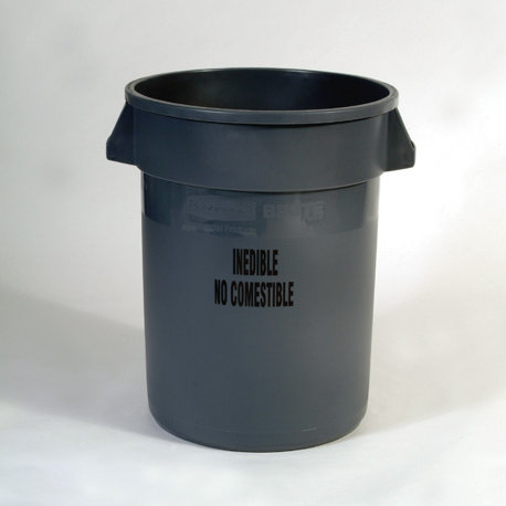 Poubelle à 32 gallons en® containers, Gris avec "incomestible"