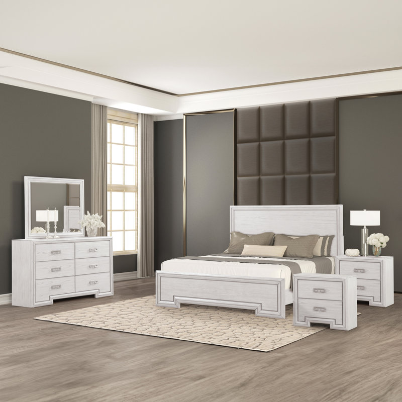 Ensemble de chambre à coucher 5 pièces Nyquist, Très grand lit